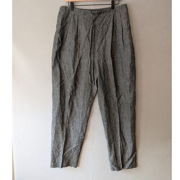 Valerie Stevens Pants - Vtg Valerie Stevens 100% Linen Pants Heather Grey Drawstring Women XL Hong Kong